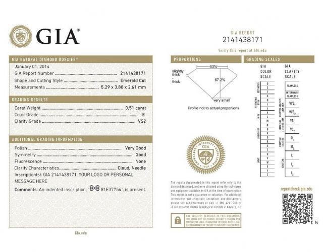 Giấy chứng nhận kim cương GIA mẫu